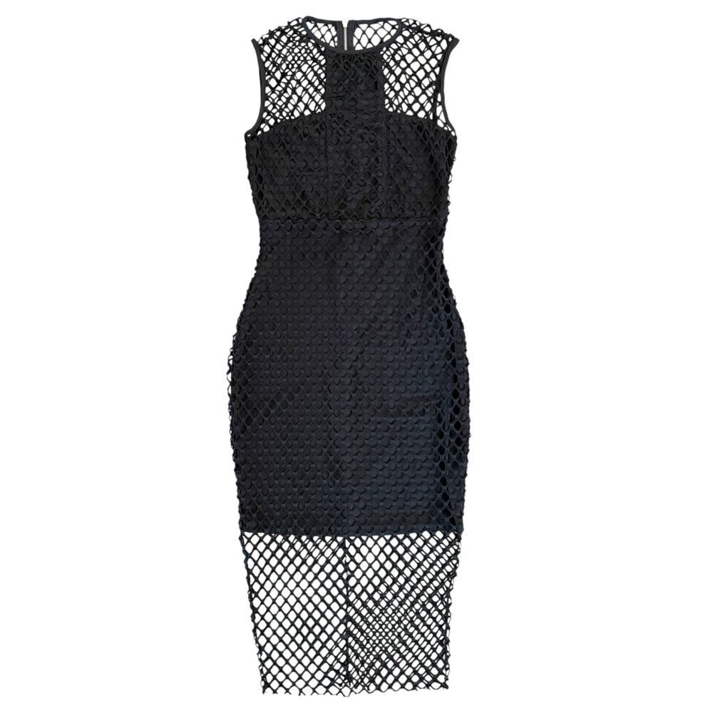 Call Me Eden Black Mesh Overlay Midi Dress Womens Size Small Office Siren